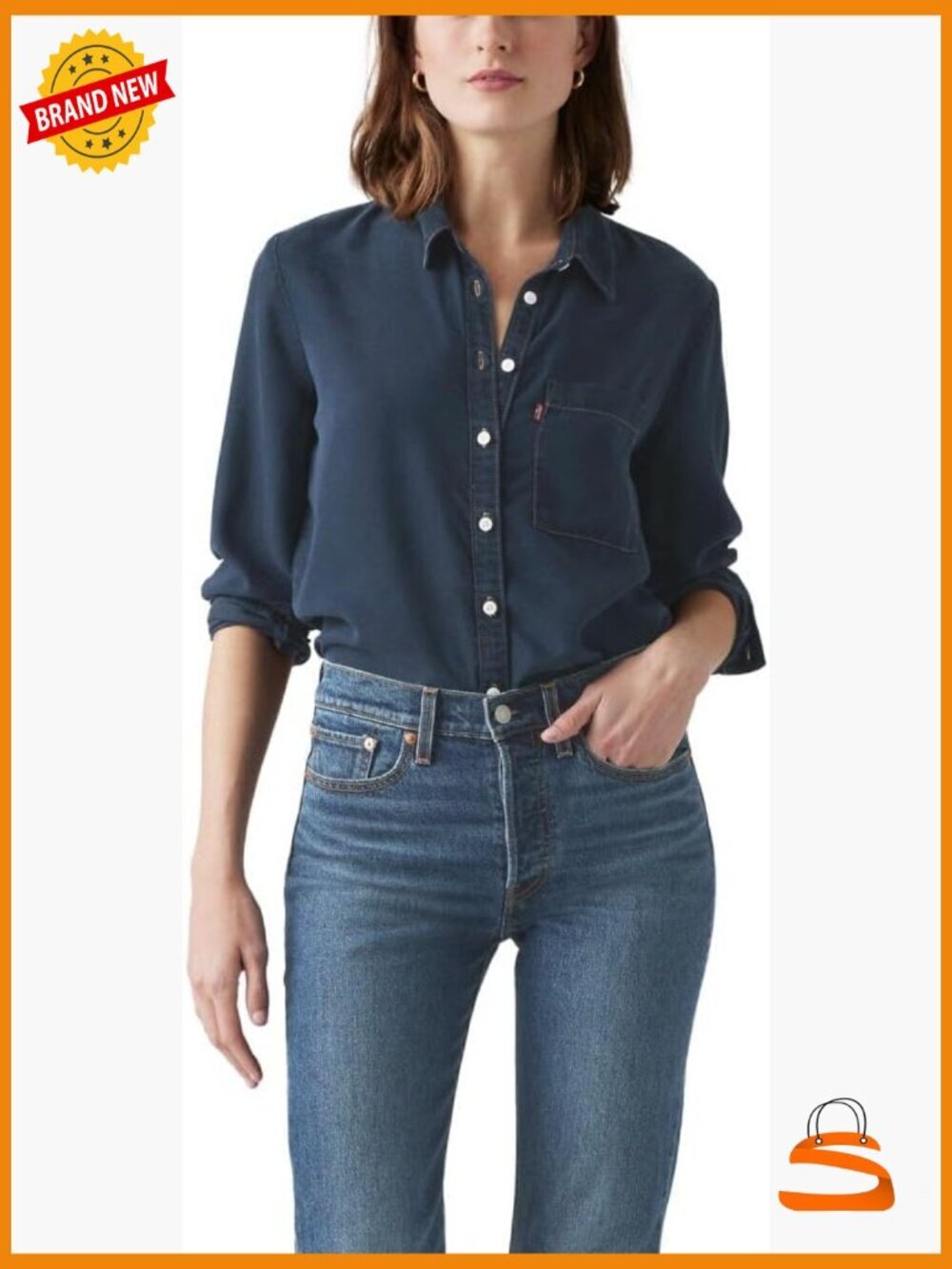 Utility Button Down Shirt Long Sleeve Lyocell Blouse Chest Pocket